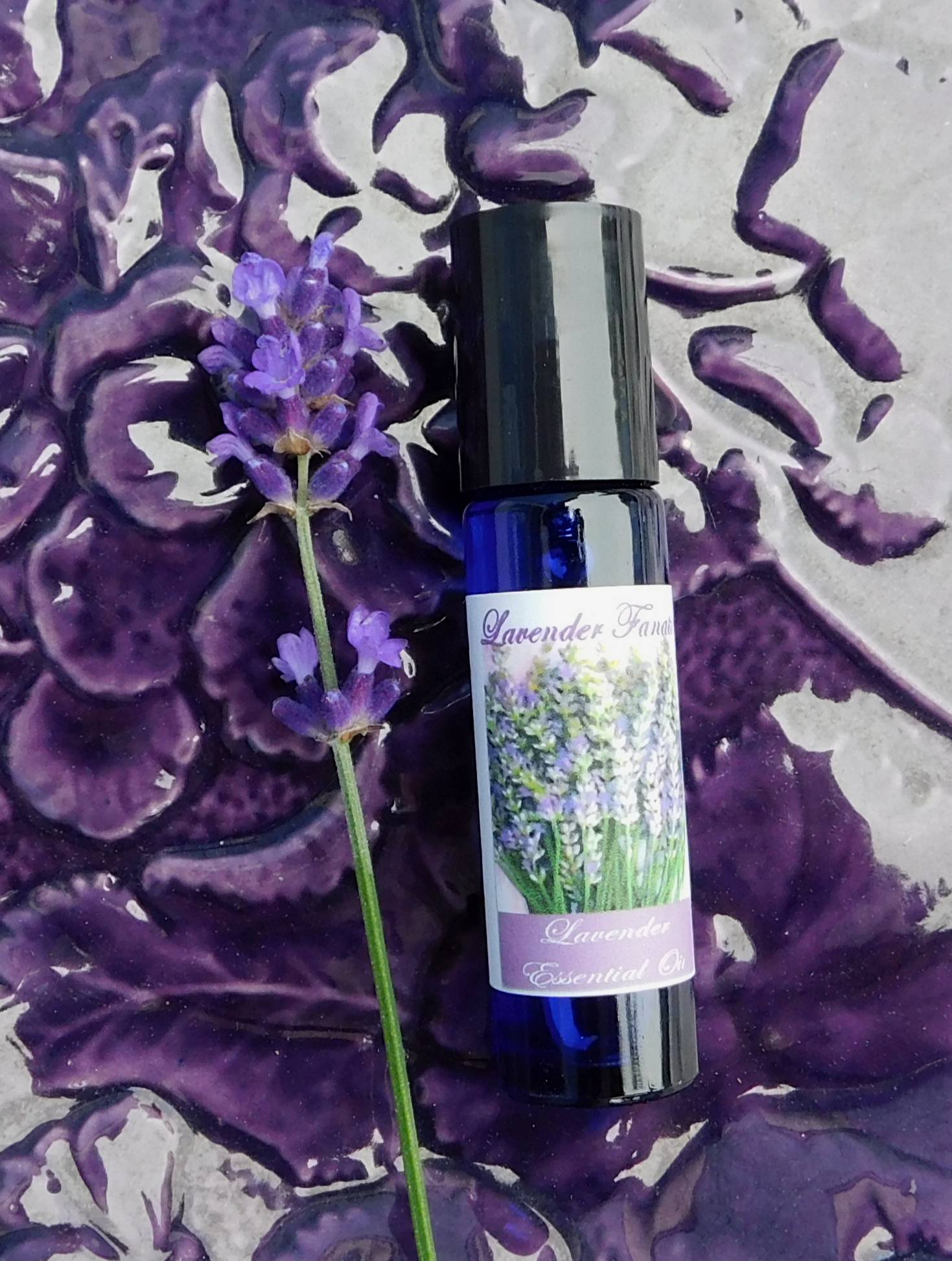 Pure lavender essential oil roller bottle from Lavender Fanatic.
